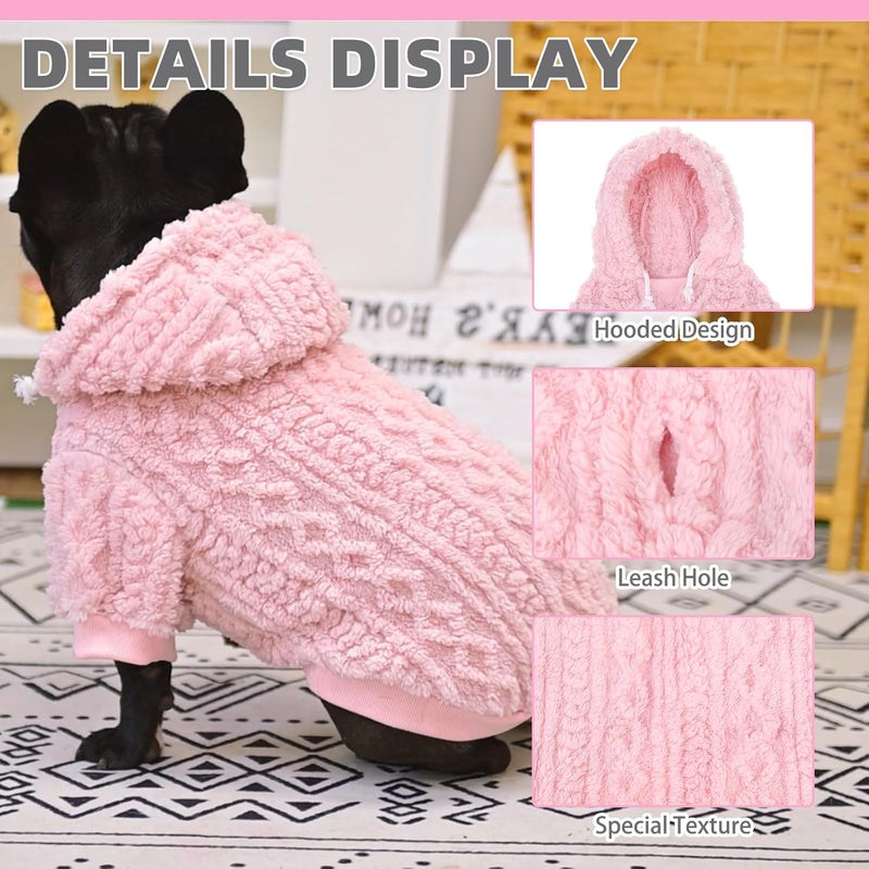 KOOLTAIL Fleece Dog Sweater Hoodie for Small Medium Large Dogs - Super Soft Fall Dog Clothes Hat Hooded Sweatshirt with Leash Hole, Warm Winter Cold Weather Pet Coat for Puppy Cats Girl Female Pink M - Image 4